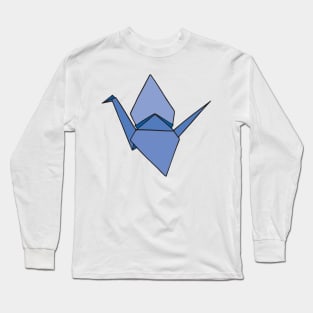 Dark Blue Origami Paper Crane Long Sleeve T-Shirt